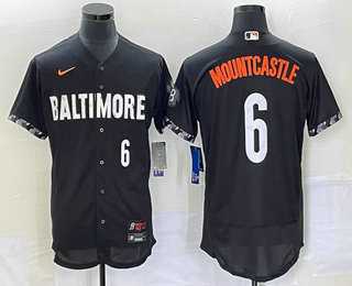 Mens Baltimore Orioles #6 Ryan Mountcastle Number Black 2023 City Connect Flex Base Stitched Jersey